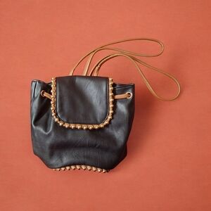 Big Buddha Black Bag with Gold Studs